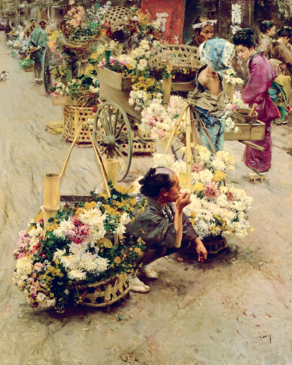 The Flower Market, Tokyo by Robert Frederick Blum