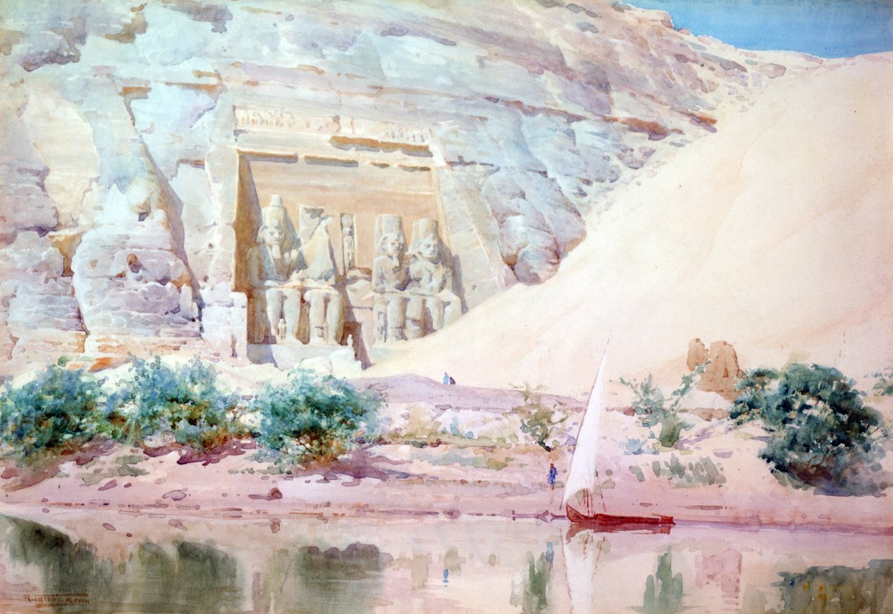 Abu Simbel, Watercolour. Robert Talbot-Kelly (1861-1934) by Robert George Talbot Kelly