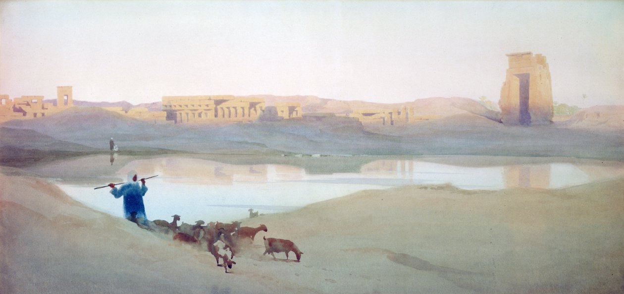 The Sacred Lake, Karnak, c1900. Watercolour. Robert Talbot-Kelly (1861-1934) by Robert George Talbot Kelly
