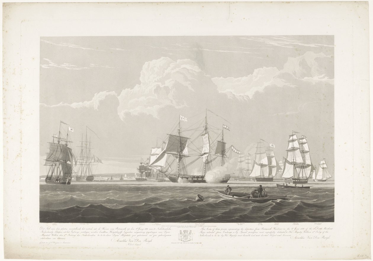 Departure of Twelve Dutch Merchant Ships from the Port of Portsmouth, 1833 (Plate 3) by Robert Havell (II)