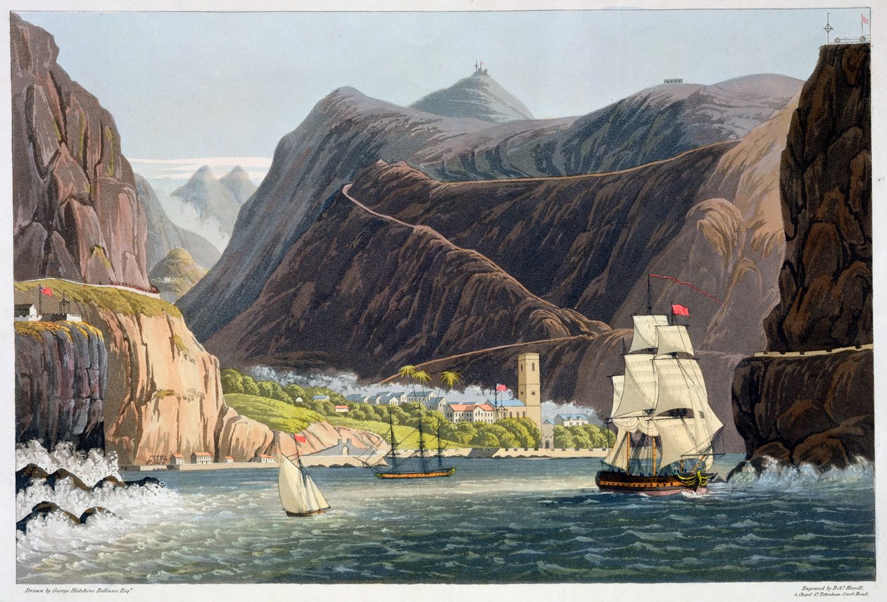The Roads, St Helena by Robert Havell