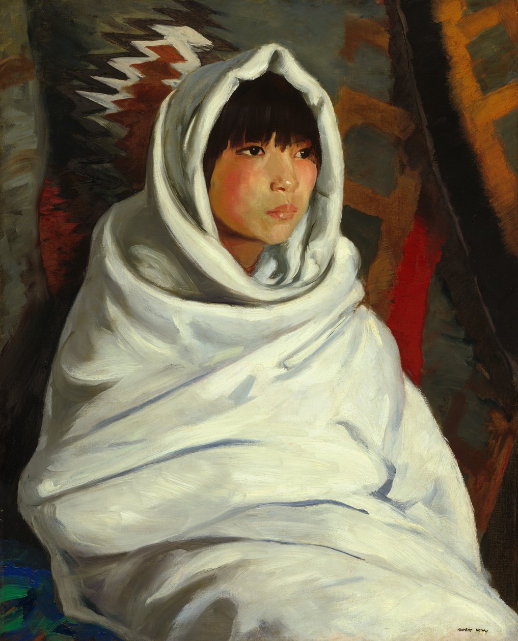 Indian Girl in White Blanket by Robert Henri