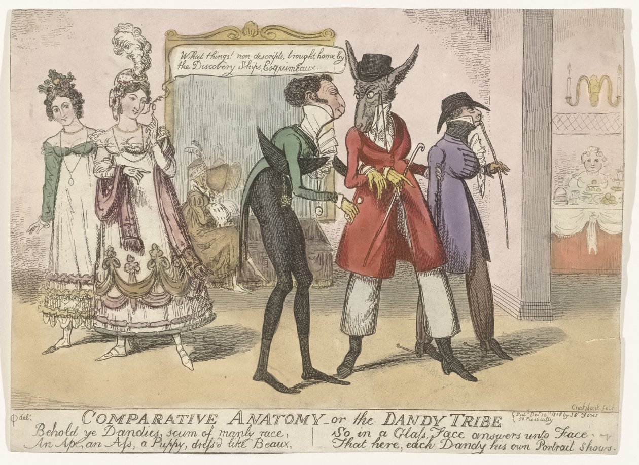 Caricature of the Dandies in Bath by Robert Isaac Cruikshank