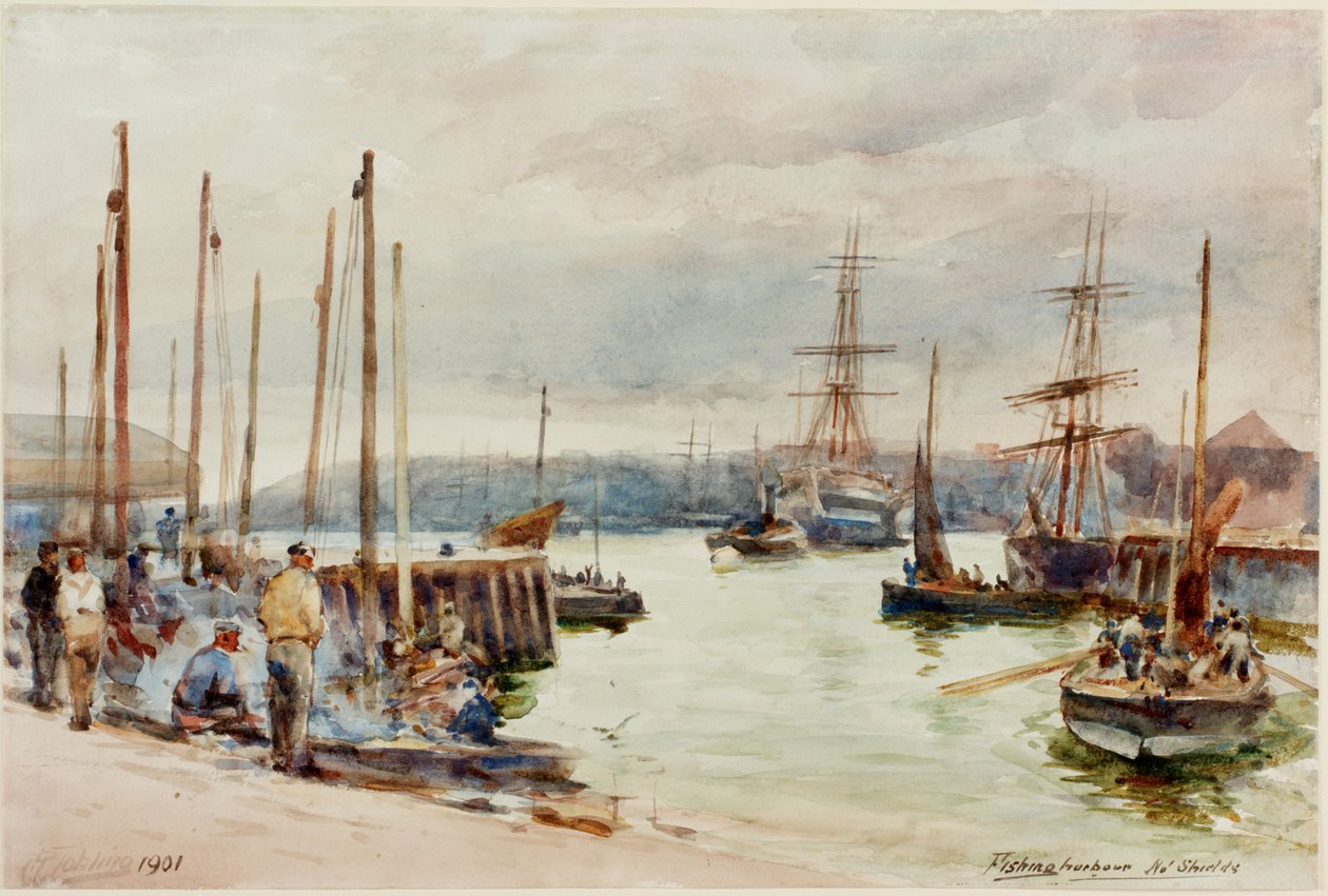 Fishing Harbour, North Shields by Robert Jobling