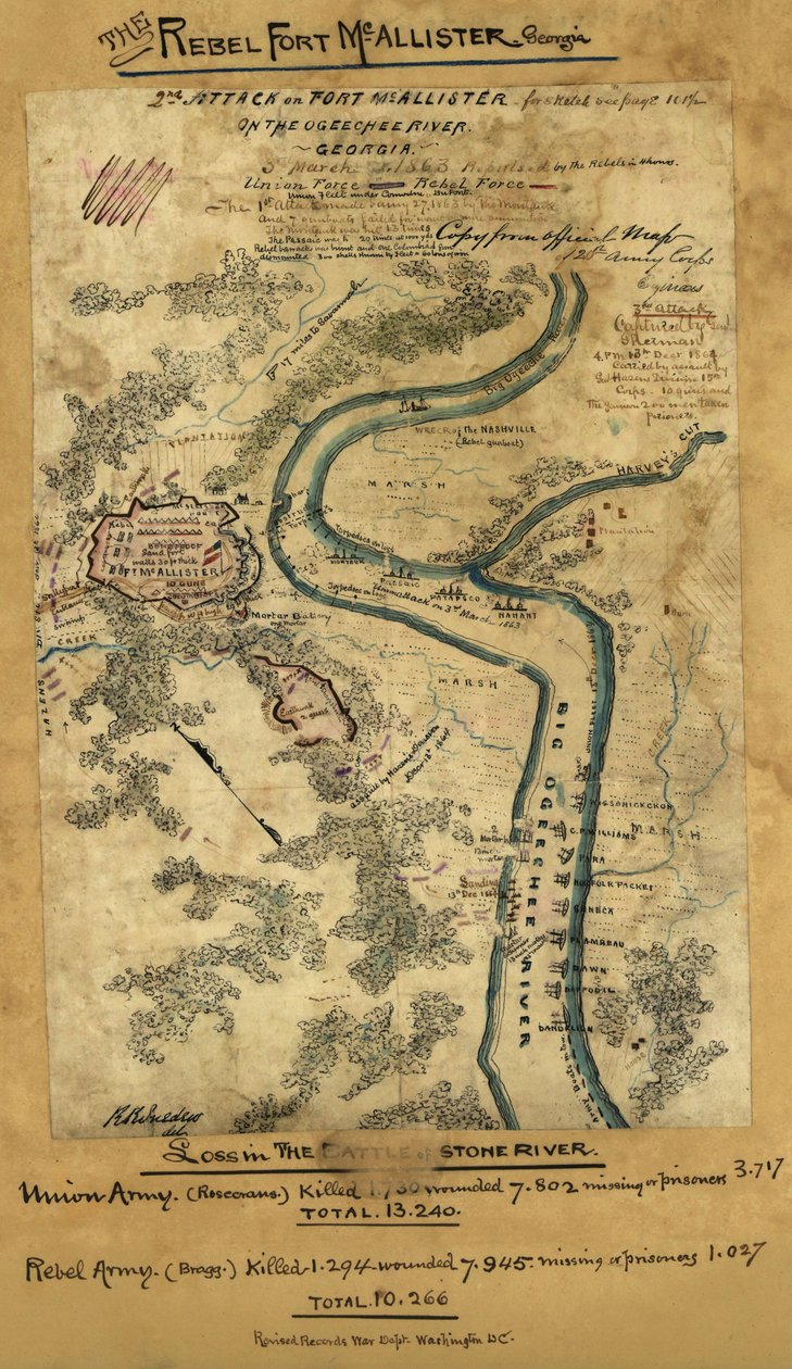 2nd Attack on Fort McAllister on the Ogeechee River, Georgia by Robert Knox Sneden