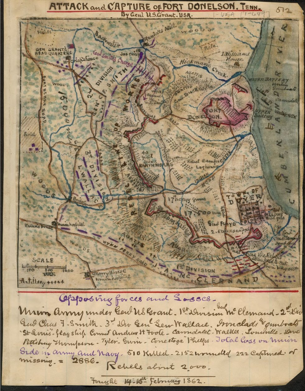 Attack and Capture of Fort Donelson, Tennessee by General U.S. Grant by Robert Knox Sneden
