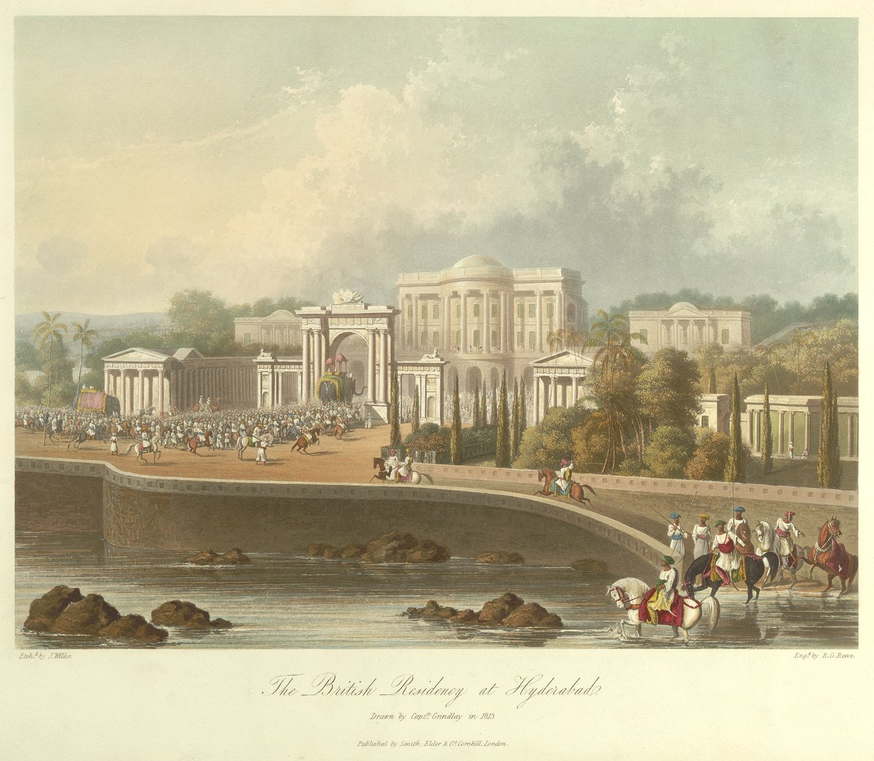 The British Residency at Hyderabad, drawn in 1813 by Robert Melville Grindlay