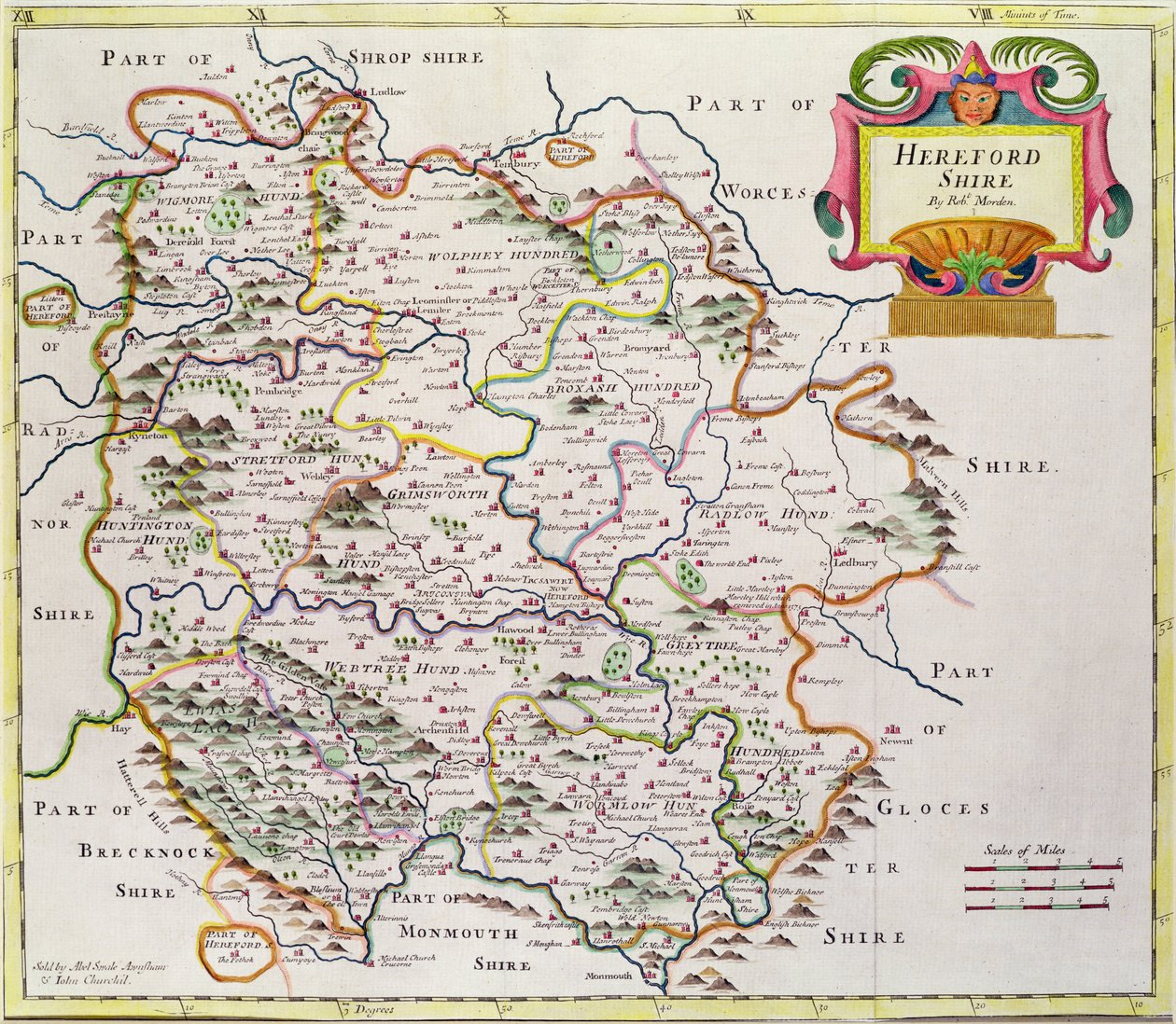 Map of Herefordshire, 1695 by Robert Morden