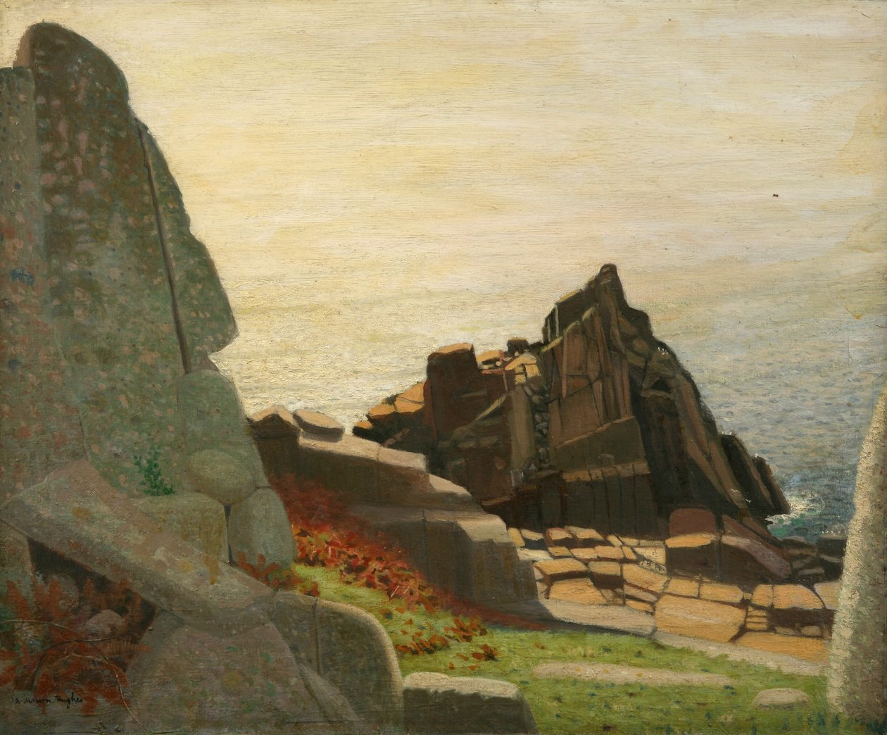 Below Carn Barges (rocks below Lamorna) by Robert Morson Hughes