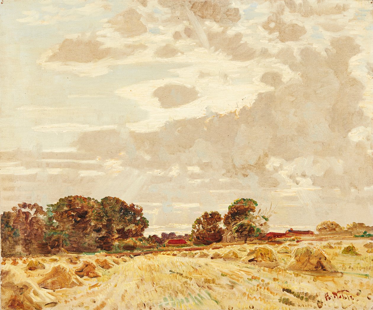 Harvest at the Knowes, East Linton by Robert Noble