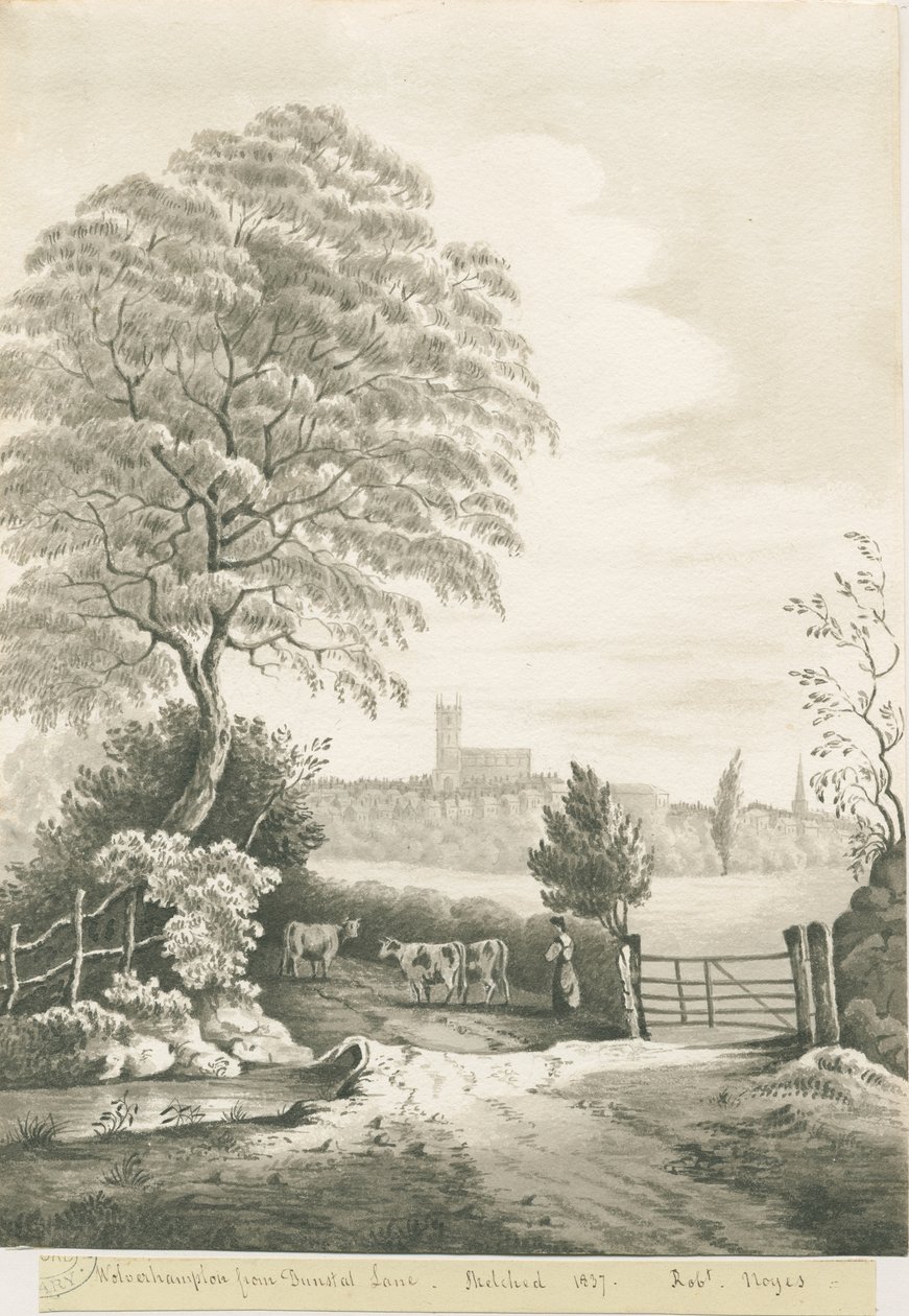 Wolverhampton - Distant View from Dunstall Lane, 1837 by Robert Noyes
