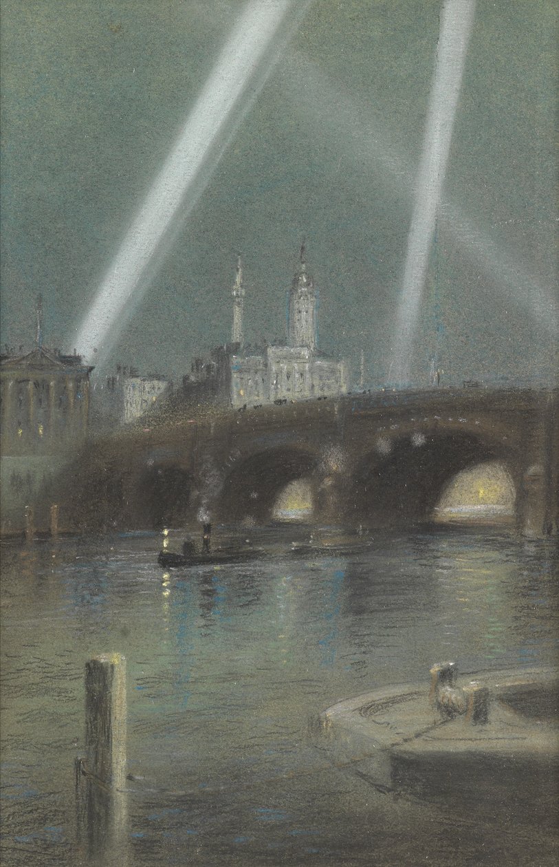 War Searchlights over London Bridge by Robert Randoll