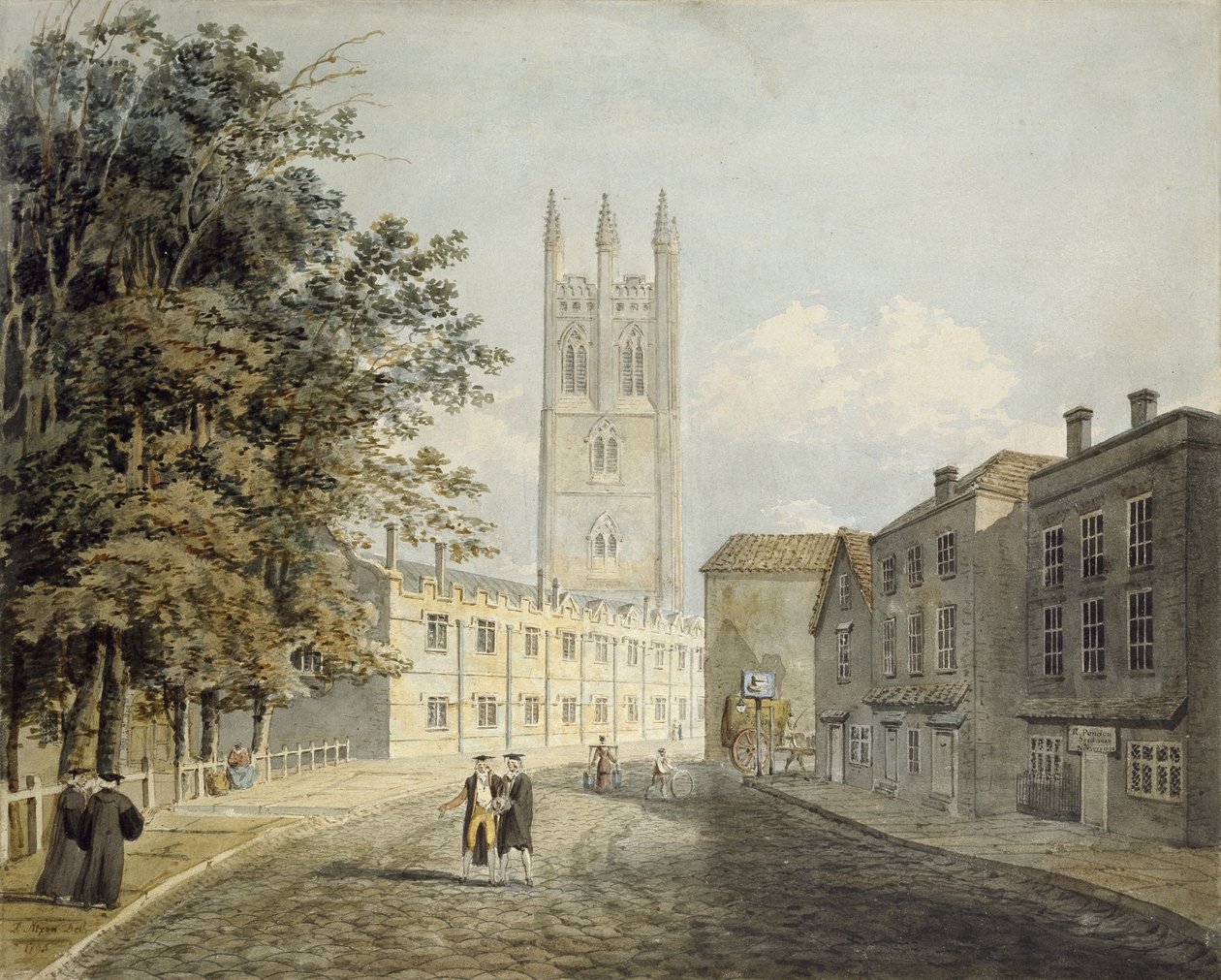 Magdalen College and the Eastern End of the High Street, Oxford, 1795 by Robert Revd Nixon