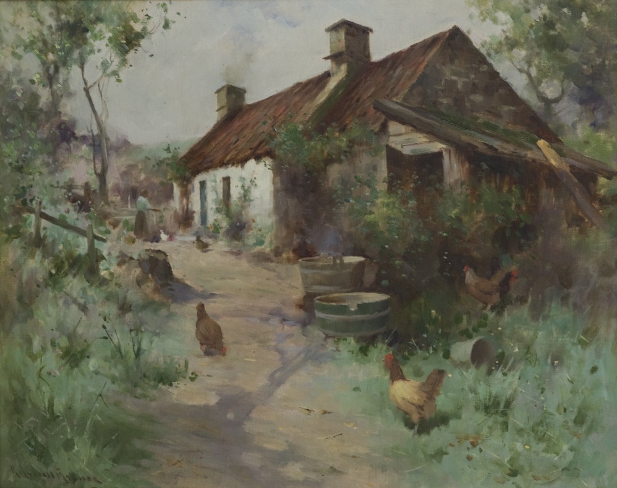 Bothy with Poultry by Robert Russell MacNee