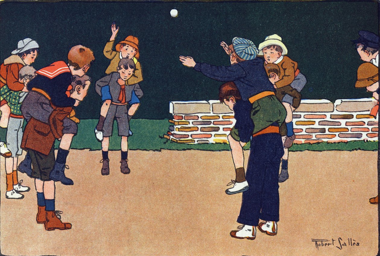 The cavaliere bullet. Engraving in "What are we playing?" by E. Weber with watercolour drawings by Robert Salles. Librairie Garnier Freres, Paris by Robert Salles