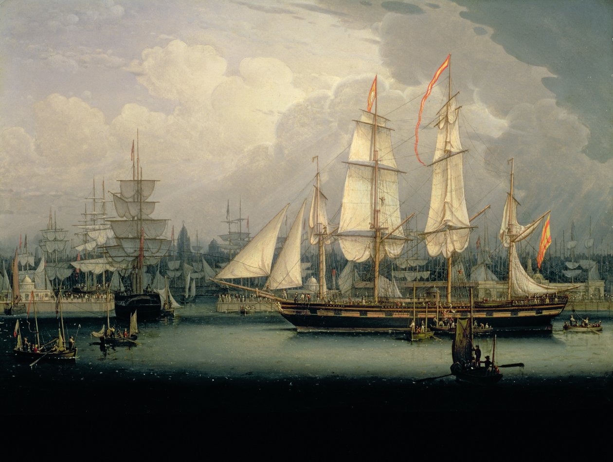 Four-Masted Clipper Ship in Liverpool Harbour, c.1810 by Robert Salmon
