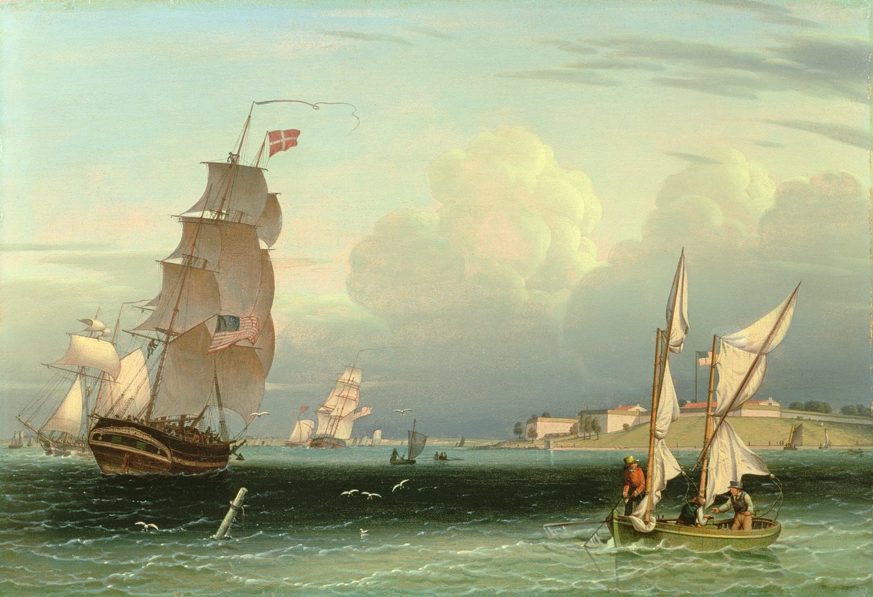 Ship Going Out, Fort Independence, Boston Harbour, 1832 by Robert Salmon