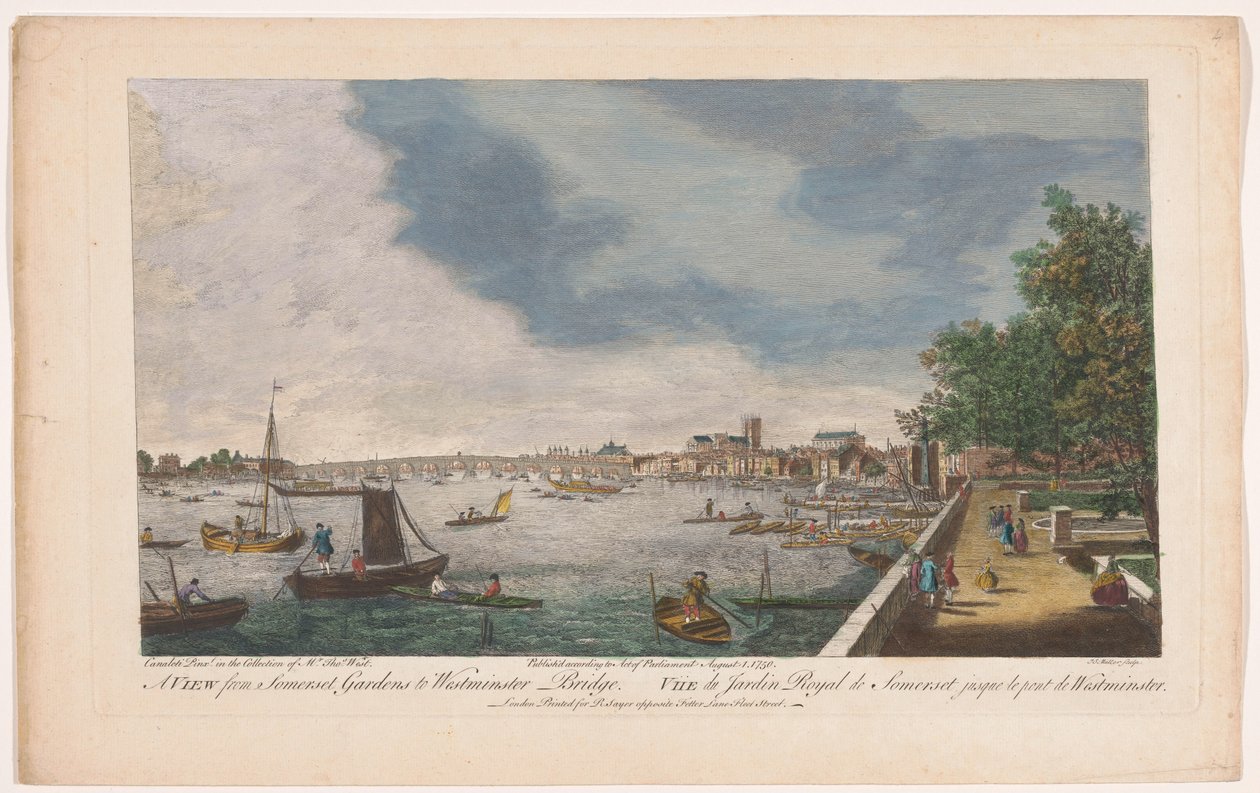View from Somerset Gardens to Westminster Bridge (London) by Robert Sayer