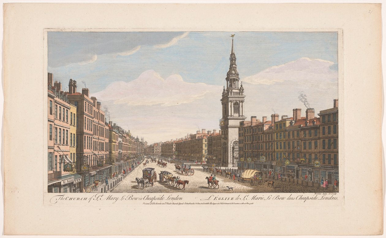 View of the Church of St. Mary-le-Bow on Cheapside, London by Robert Sayer