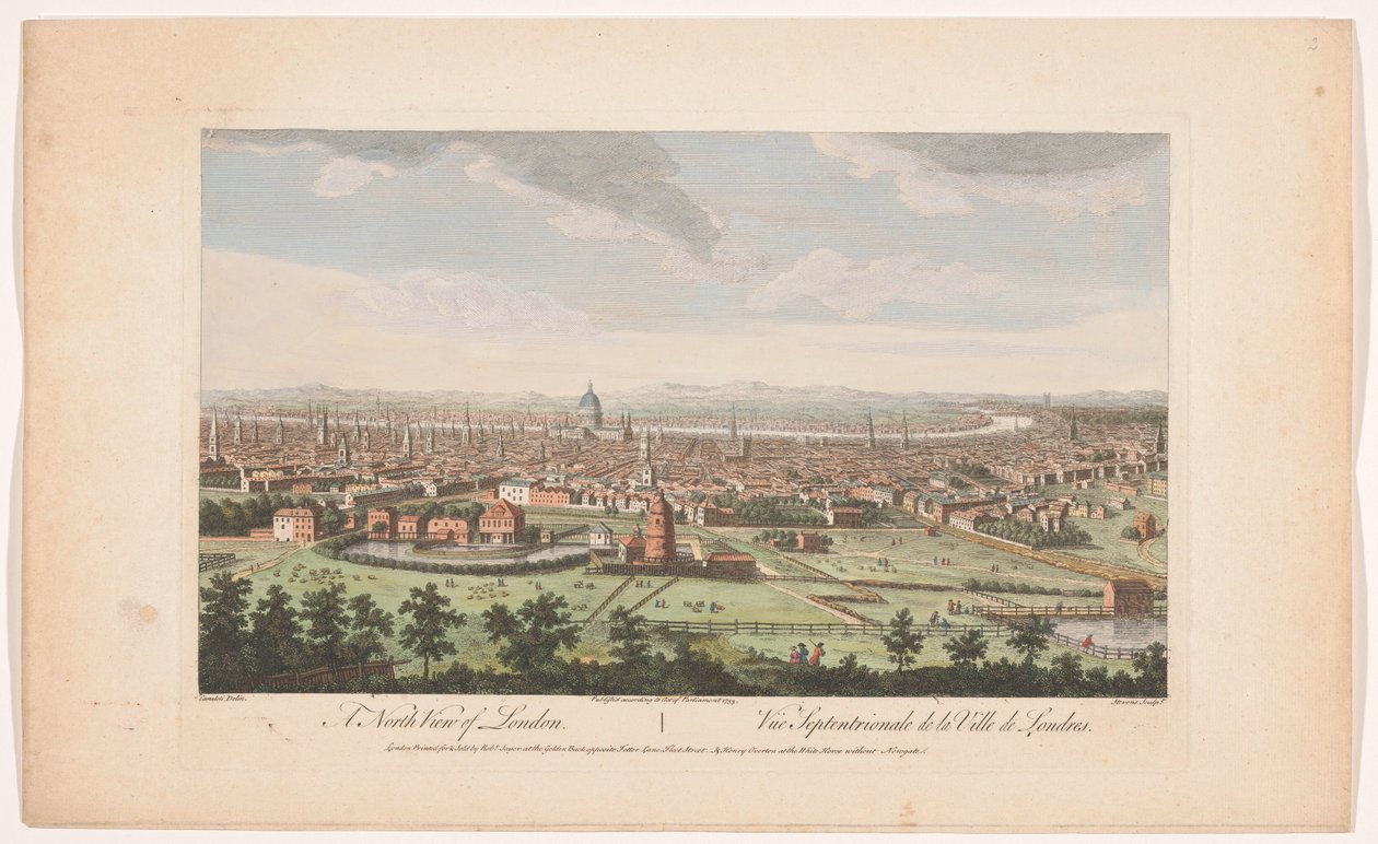 View of the City of London from the North Side, A North View of London (title on object), London (series title) by Robert Sayer