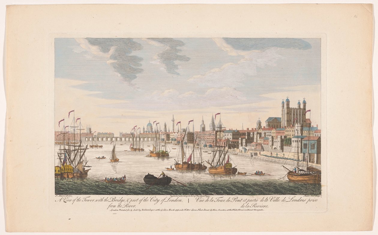 View of the City of London from the River Thames by Robert Sayer