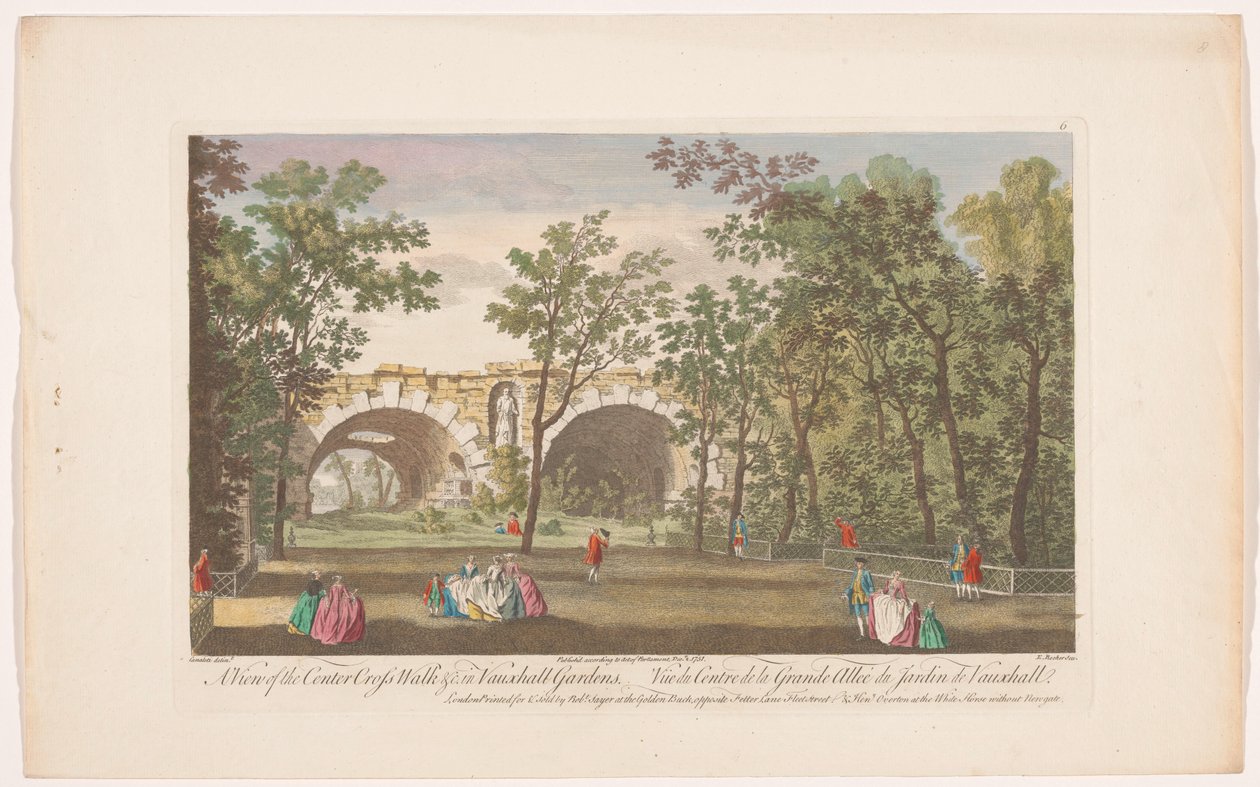 View of a Lane in Vauxhall Gardens, London (Ranelagh Gardens and Vauxhall Gardens) by Robert Sayer