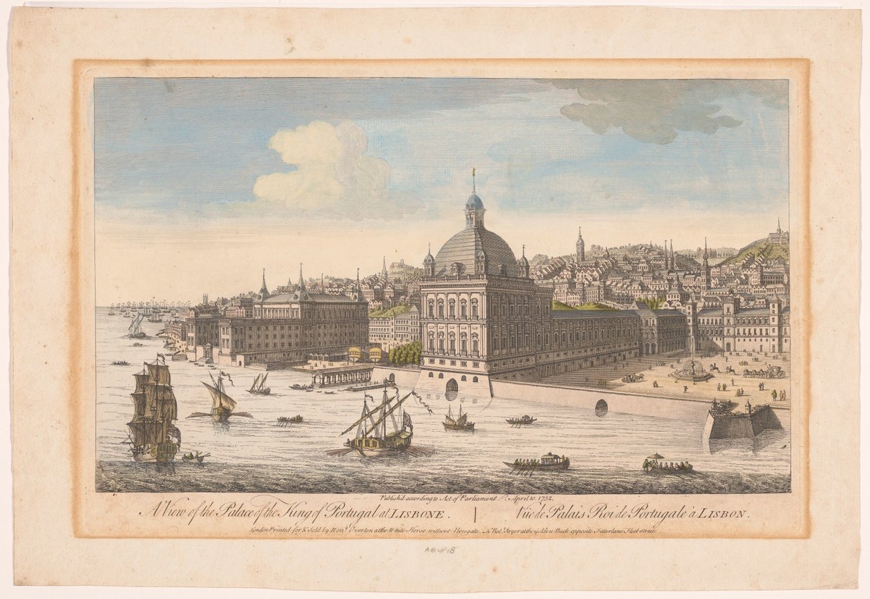 View of the Royal Palace in Lisbon (Madrid and Lisbon series) by Robert Sayer