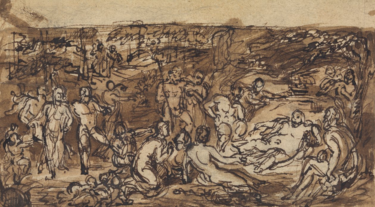 Figure Studies of a Group of People in a Wooded Clearing by Robert Smirke