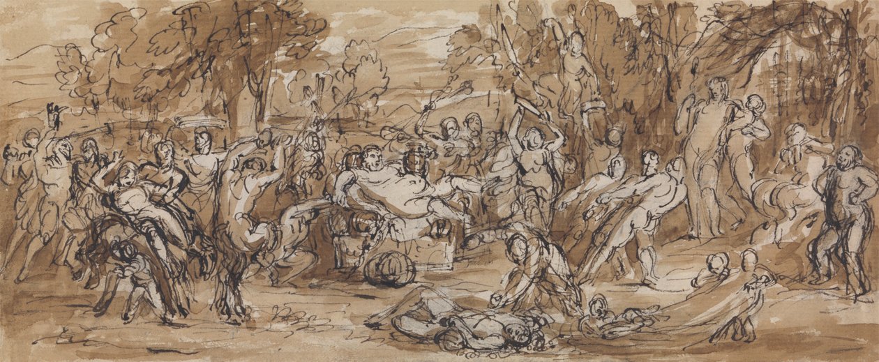 Figure Study of a Bacchanalia Celebration in a Wooded Landscape by Robert Smirke