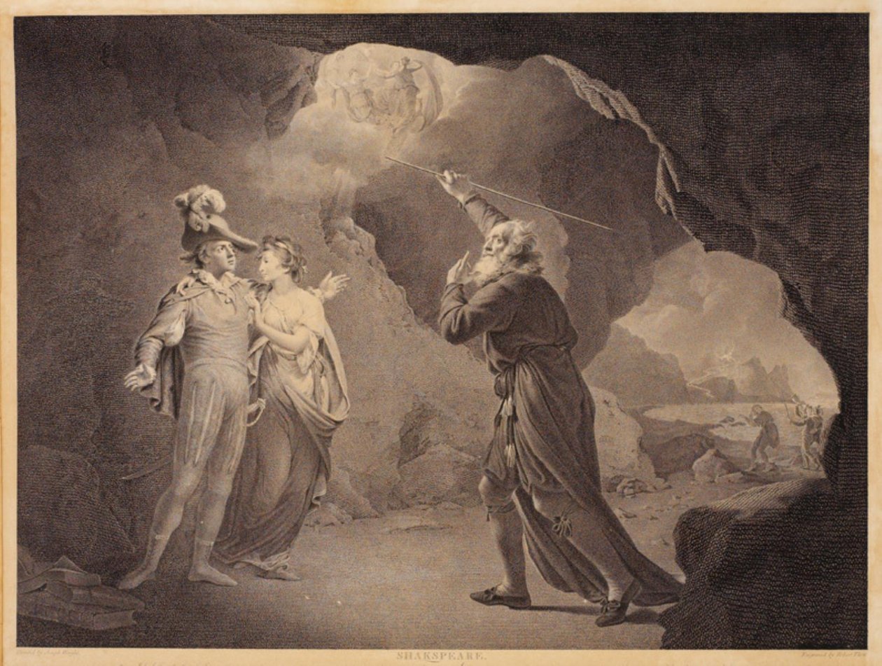 Prospero, Ferdinand and Miranda. From William Shakespeare