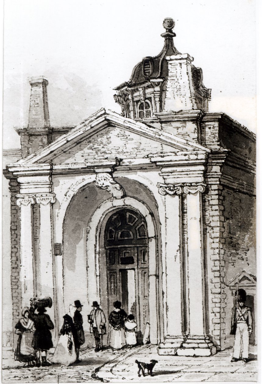 Entrance to Montague House by Robert Thomas Landells