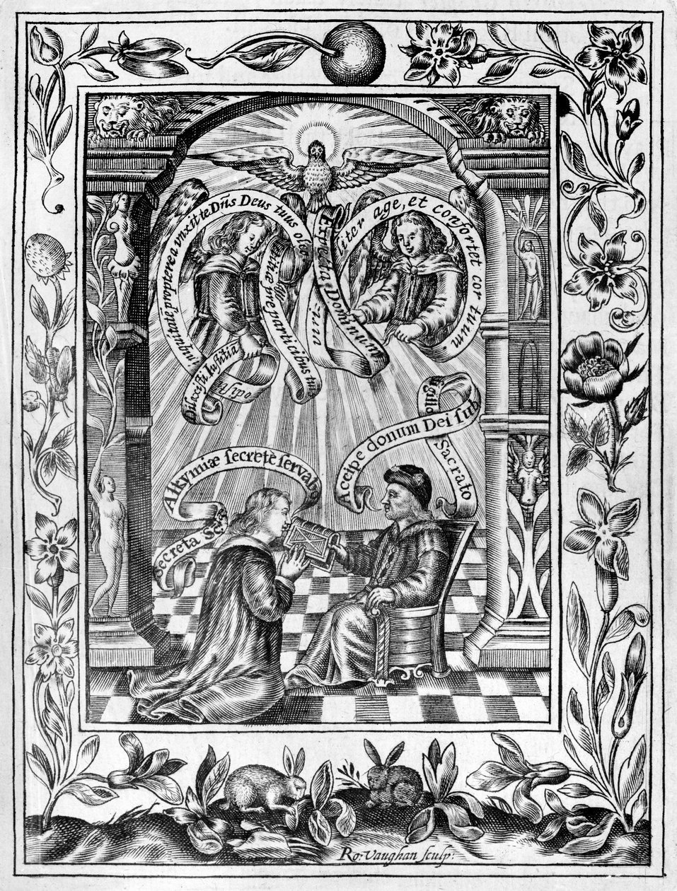Thomas Norton presenting his Ordinall to Edward IV from Theatrum Chemicum Britannicum by Robert Vaughan