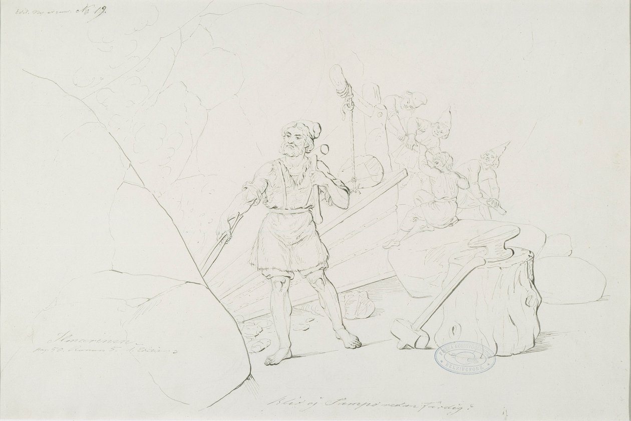 Ilmarinen Forging the Sampo; Original Drawing for the Series 