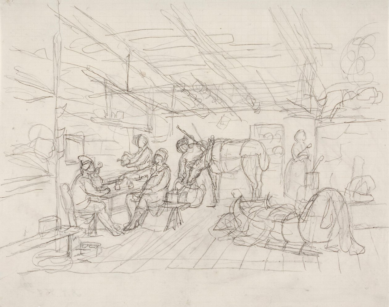 Interior Sketch with Portrait of Merchant Julin by Robert Wilhelm Ekman