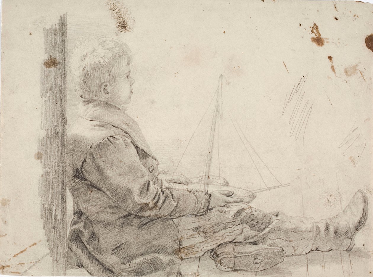 Seated Boy with a Sailboat in His Lap by Robert Wilhelm Ekman