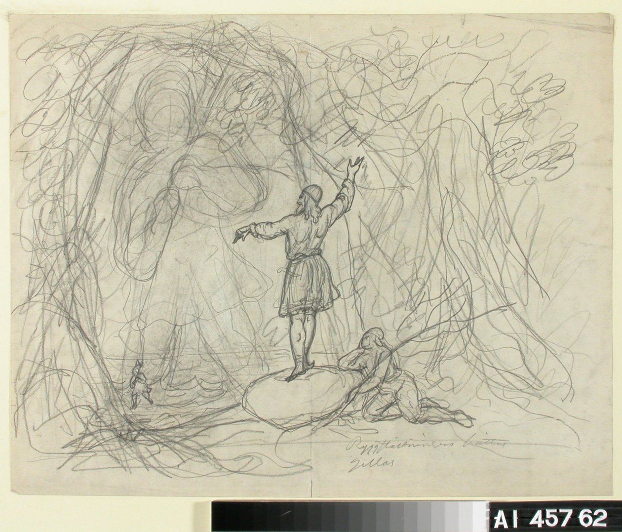 Man from the Sea, Sketch for a Kalevala-themed Drawing Series by Robert Wilhelm Ekman