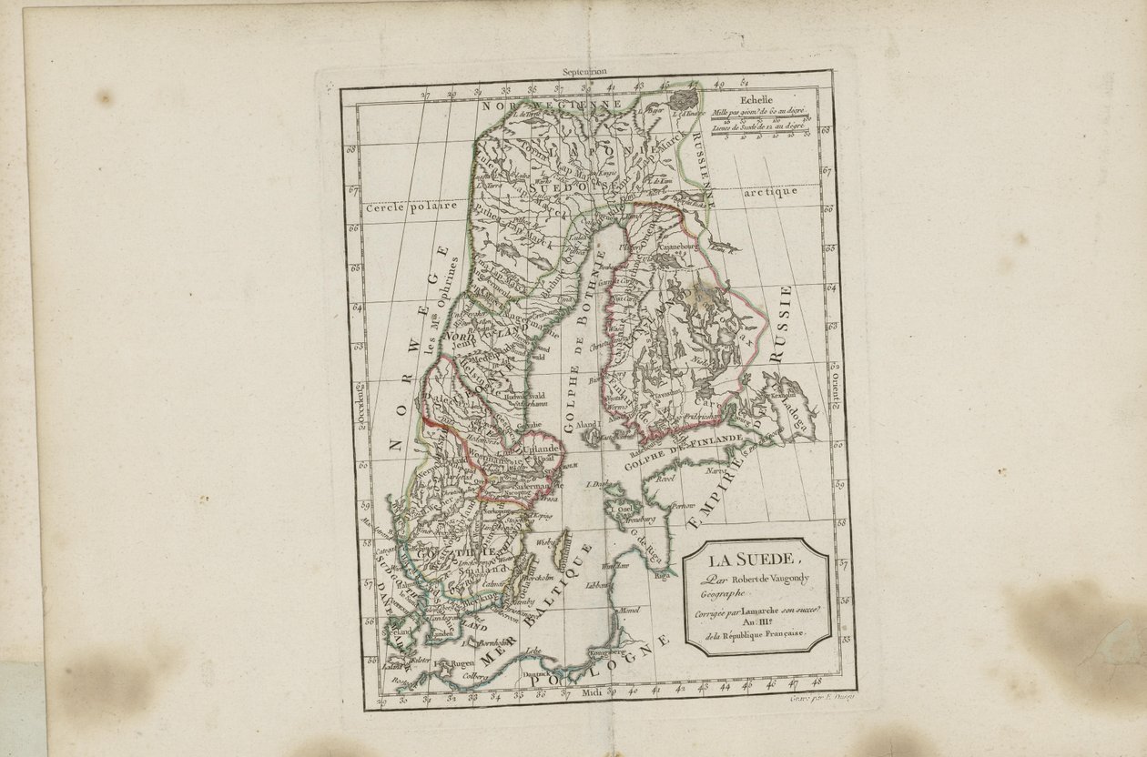 Illustration from the book New Portable Atlas Mainly for the Instruction of Youth According to Modern Geography by the late Abbé Delacroix by Vaugondy, Robert de and published by Chez Lamarche (Paris, 1795) by Robert de Vaugondy