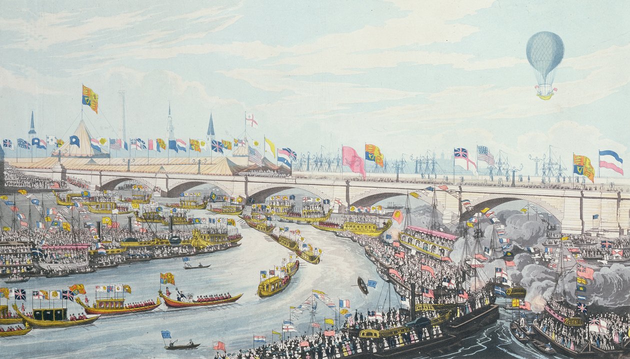 The Opening of New London Bridge, by King William IV and Queen Adelaide, 1831 by Robert the Elder Havell