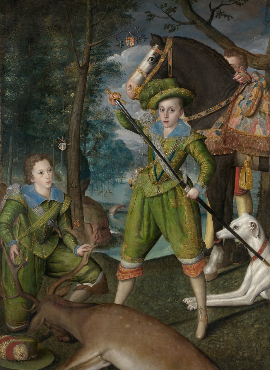 Henry Frederick, Prince of Wales, with Sir John Harington in the Hunting Field by Robert the Elder Peake