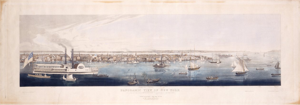 Panoramic View of New York, Taken from the North Hudson River by Robert the Younger Havell