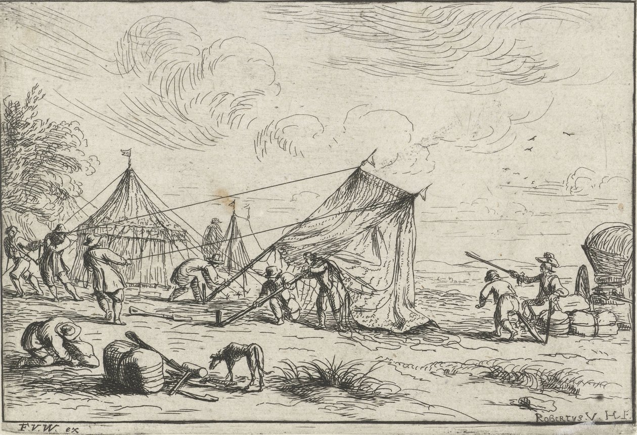 Setting Up a Tent (Various Camps series) by Robert van den Hoecke