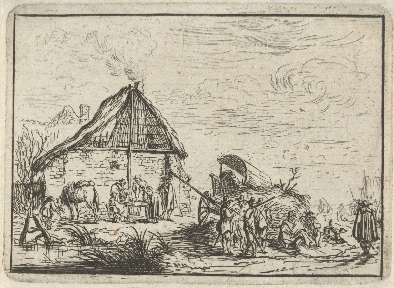 Soldiers by a Haystack (Landscapes with Camps Series) by Robert van den Hoecke