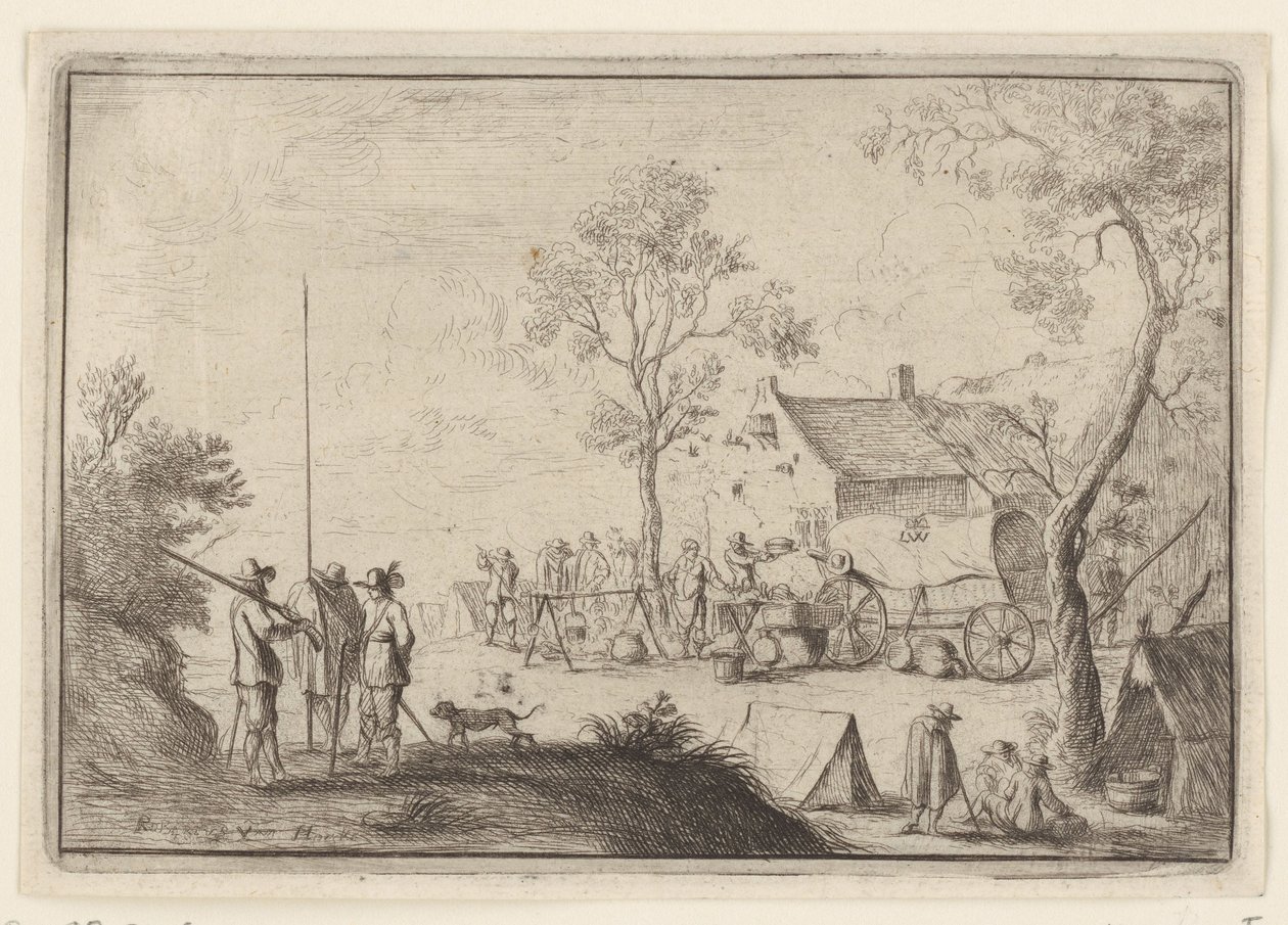 Soldiers Around a Cooking Pot (Various Encampments) by Robert van den Hoecke