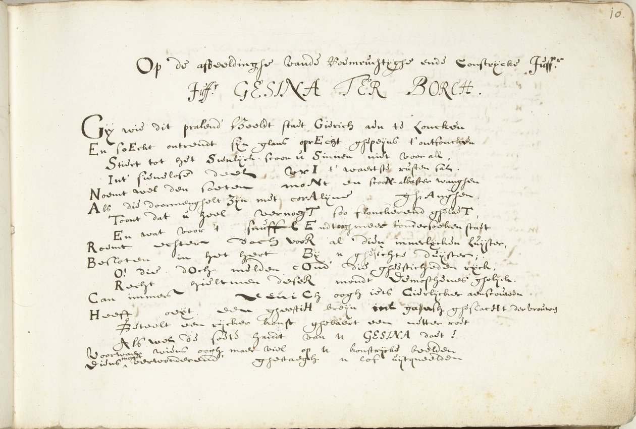 Eulogy on Gesina ter Borch (Part One) by Robertus Altius (signed by artist)
