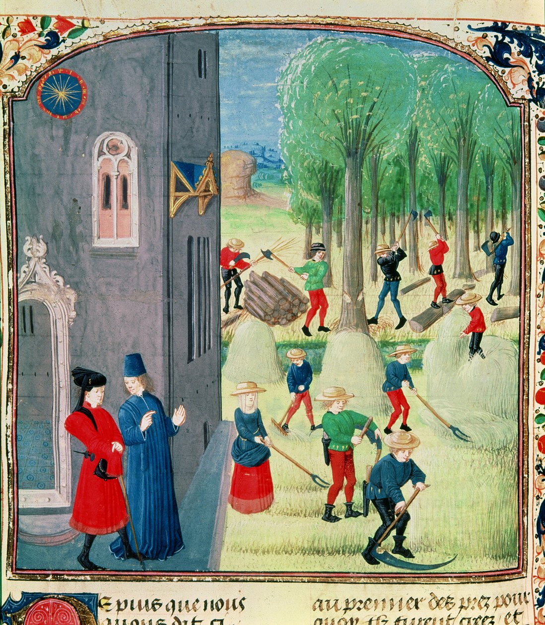 Haymaking and Woodcutting, from the Hours of Charles d