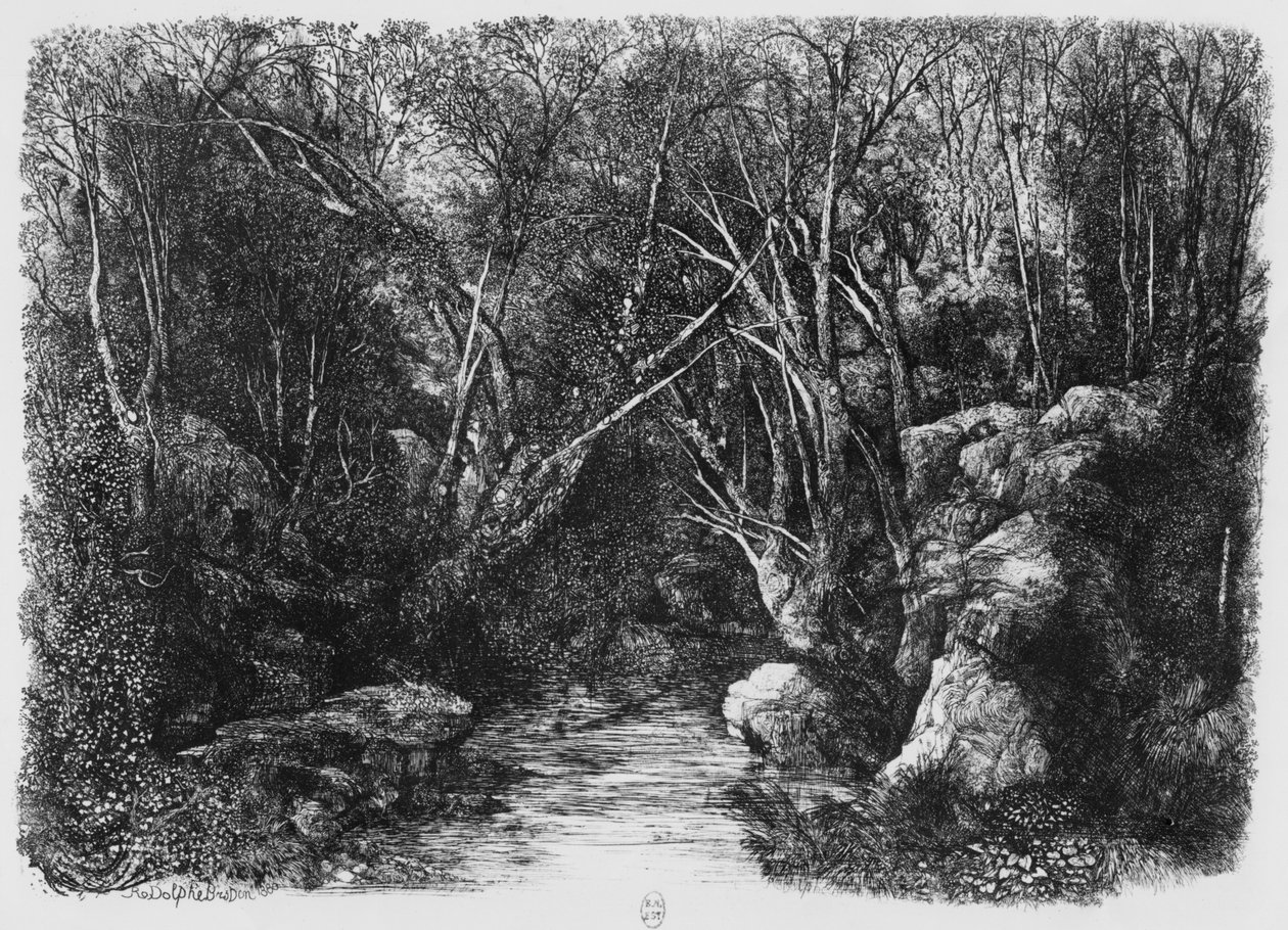 The Stream Through the Trees by Rodolphe Bresdin