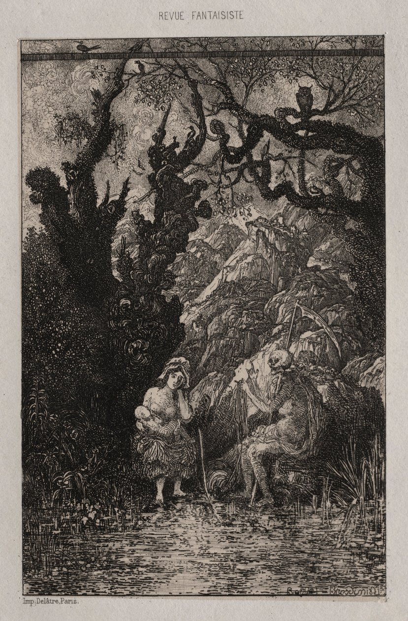Death and the Young Mother by Rodolphe Bresdin