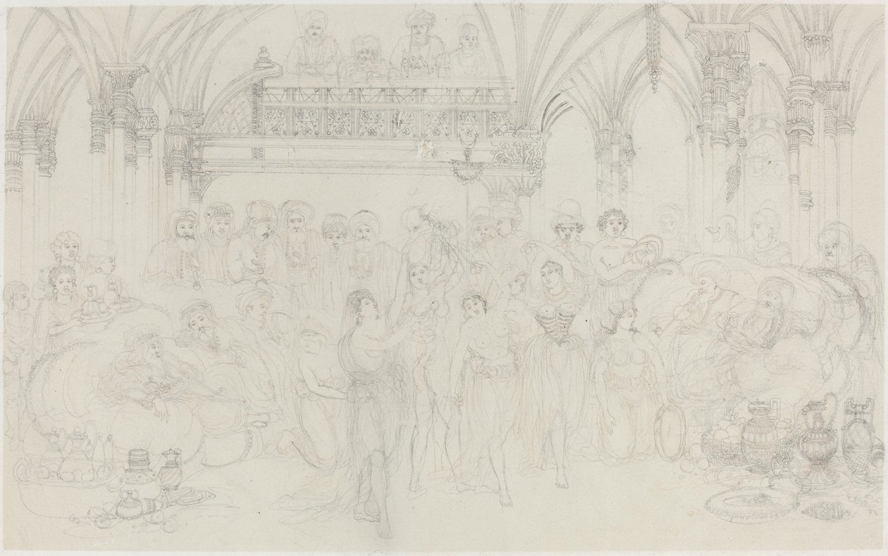 Interior: Dancing Girls Entertaining Chieftains by Rodolphe Bresdin