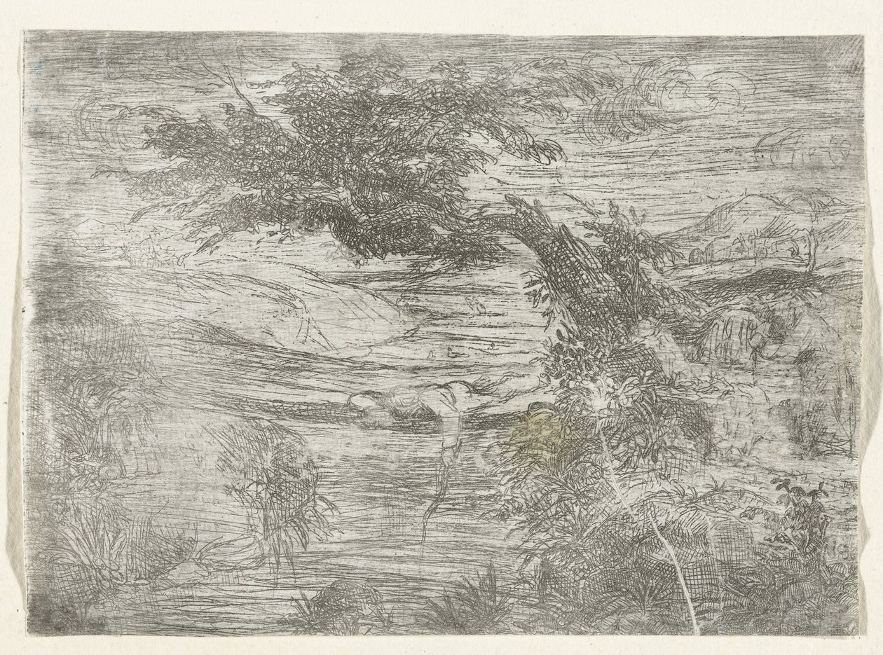 Landscape with Fisherman by Rodolphe Bresdin