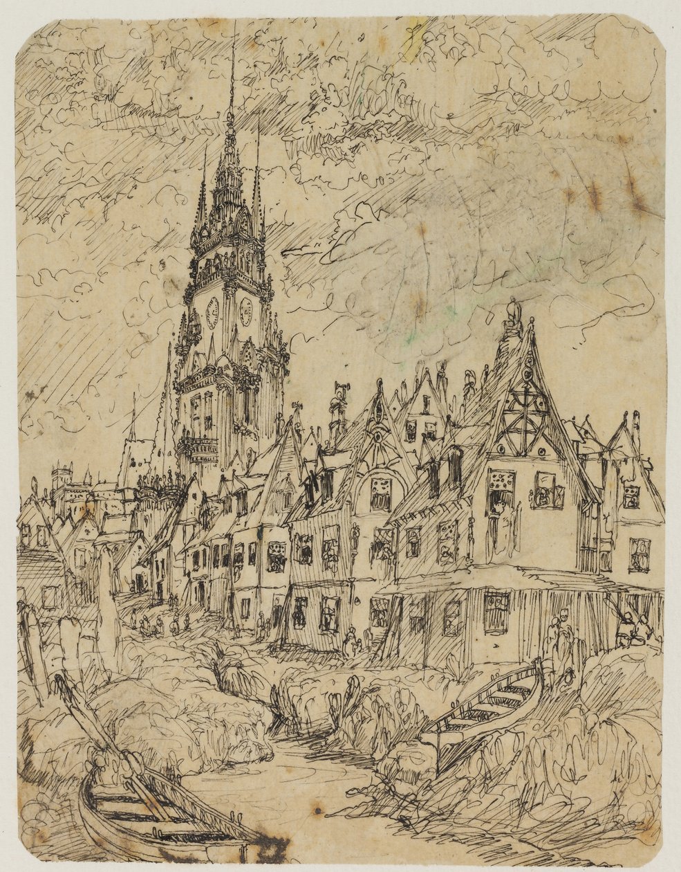 Maritime Village by Rodolphe Bresdin